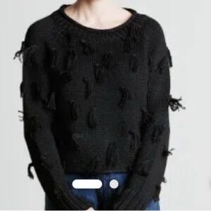 Apiece Apart Black Luluc Sweater size XS fringe tassel detail